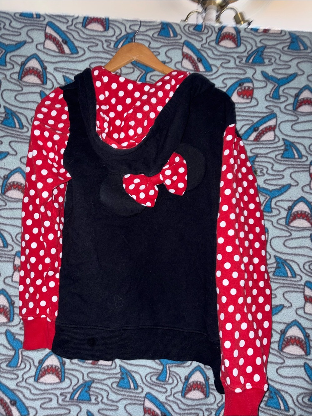 Disney Red & Black Polka Dot Hooded Sweatshirt with Bow Detail